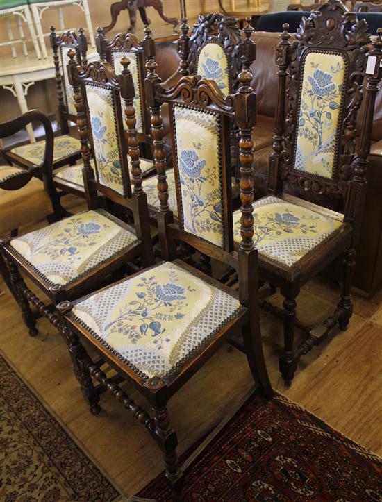 6 carved oak dining chairs